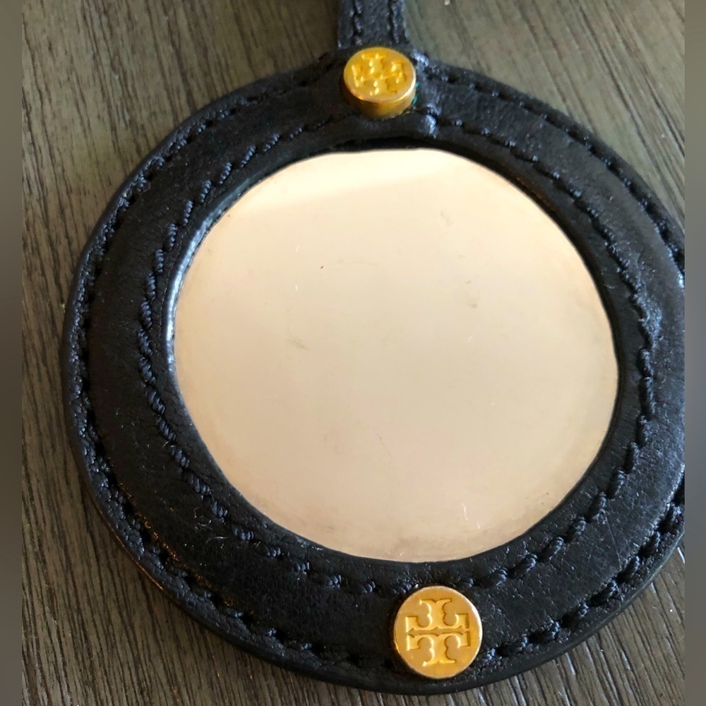 Tory Burch Black and Gold Mirror Keychain